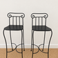 Pair of Vintage Black Metal Scroll Back Bar Stools