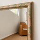 Vintage Floral Framed Mirror with Gold Tone Trim
