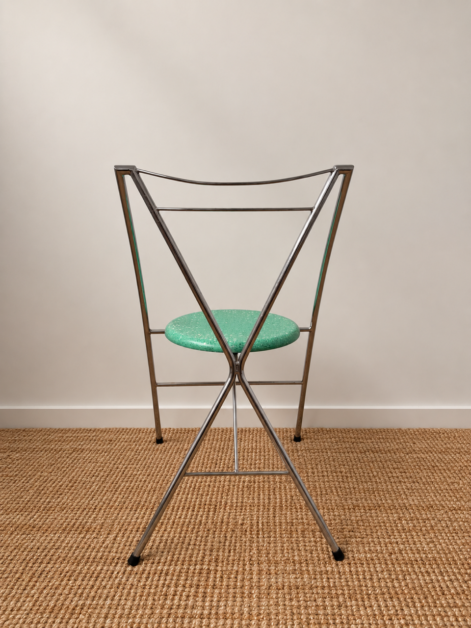 Set of 8 Vintage Chrome Dining Chairs with Terrazzo-Style Seats