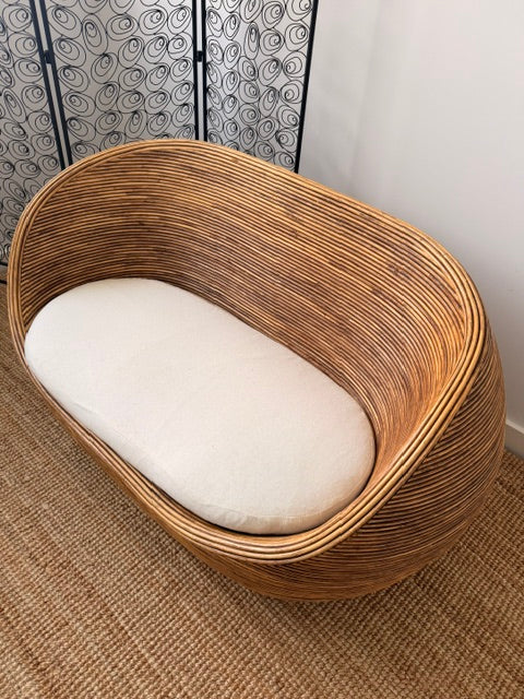 Vintage Pencil Reed Bamboo 2 Seater Lounger