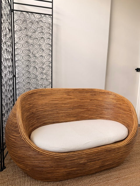 Vintage Pencil Reed Bamboo 2 Seater Lounger