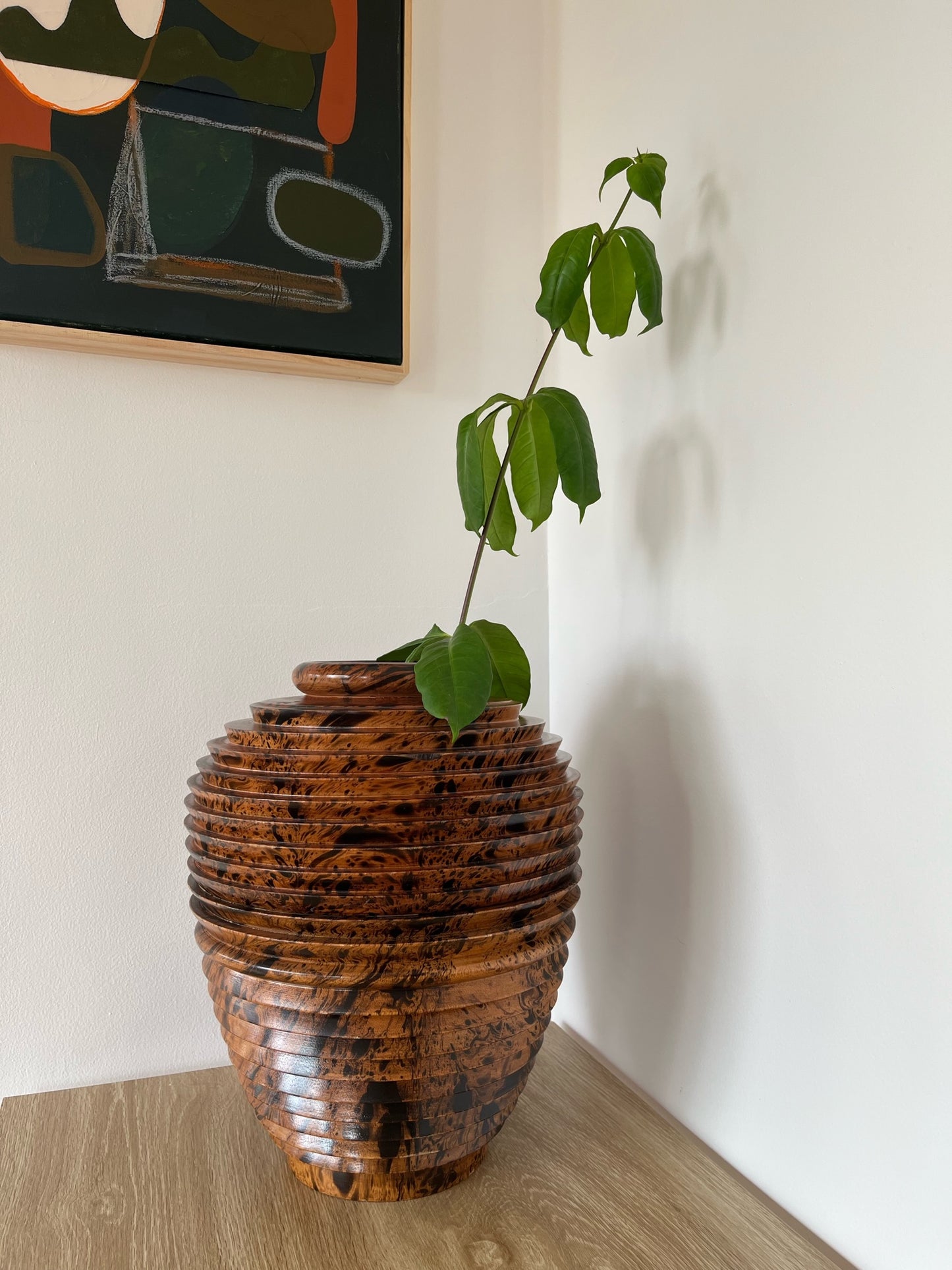- Vintage Turned Burl Wood Vase/Urn