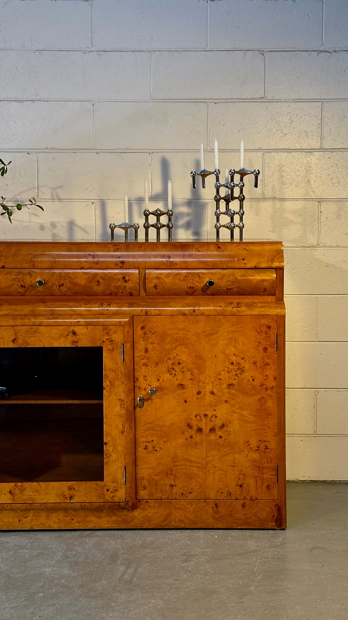 Mid Century Burlwood Sideboard