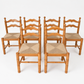 Set of Six Vintage Timber Rush Ladderback Dining Chairs