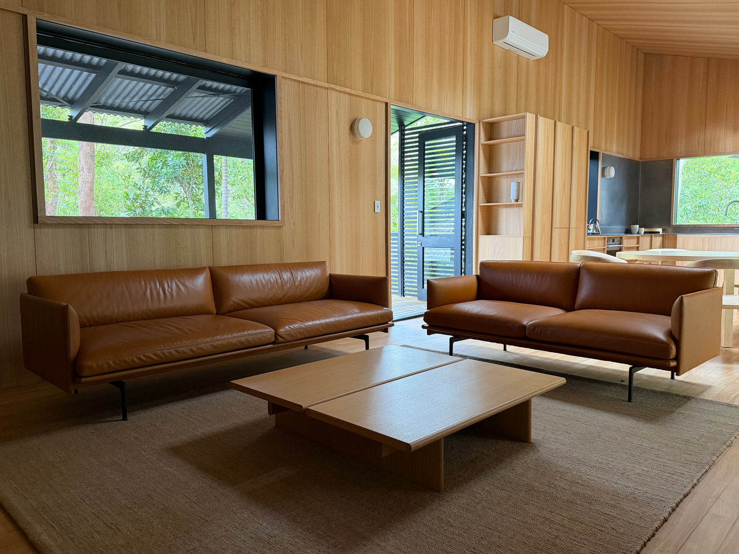 Muuto Outline Leather Three Seater and Two Seater Sofa