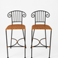 Pair of Vintage Wrought Iron Scroll Back Bar Stools