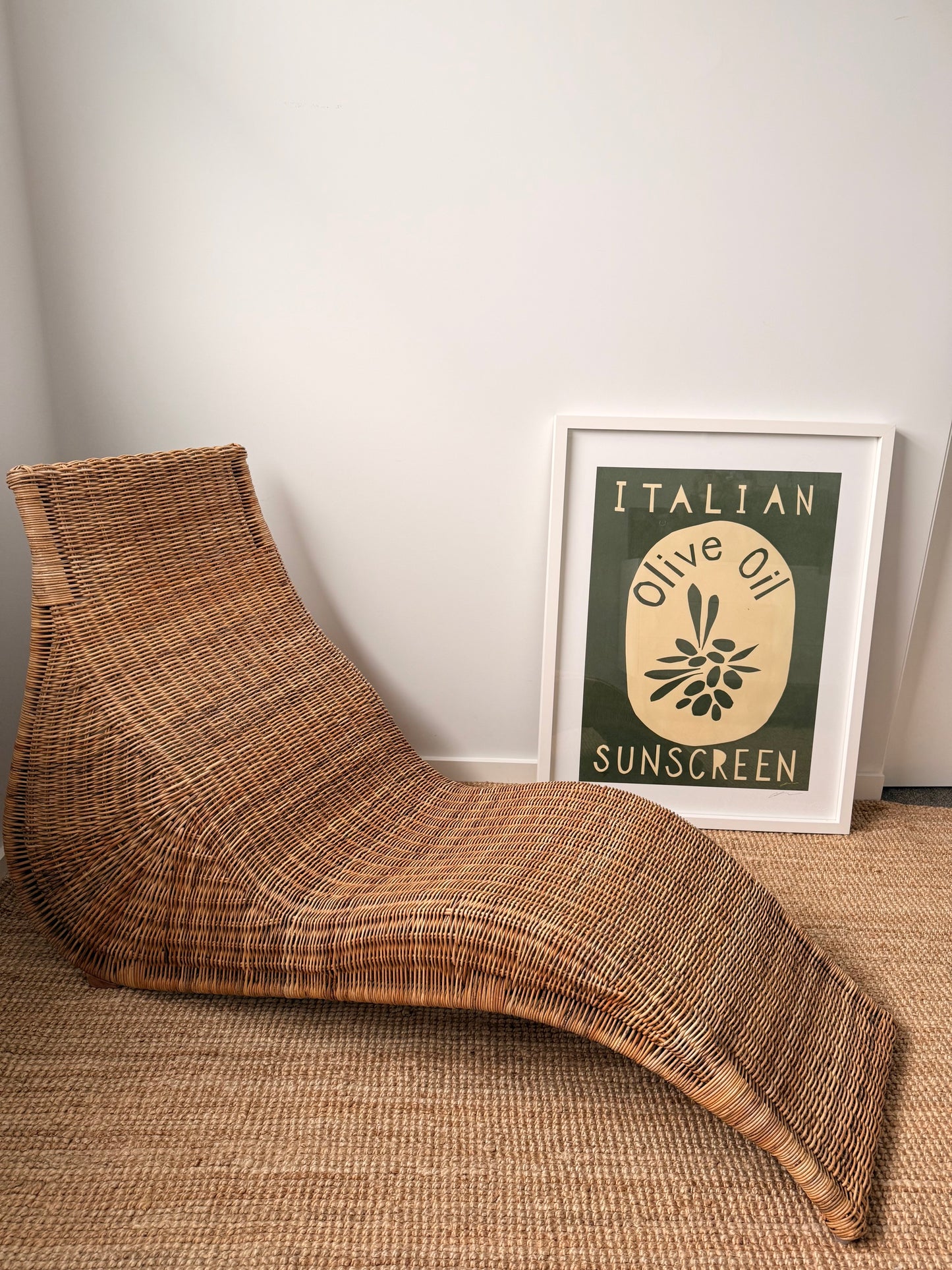 Vintage Ikea Karlskrona Wicker Chaise Lounge by Carl Öjerstam