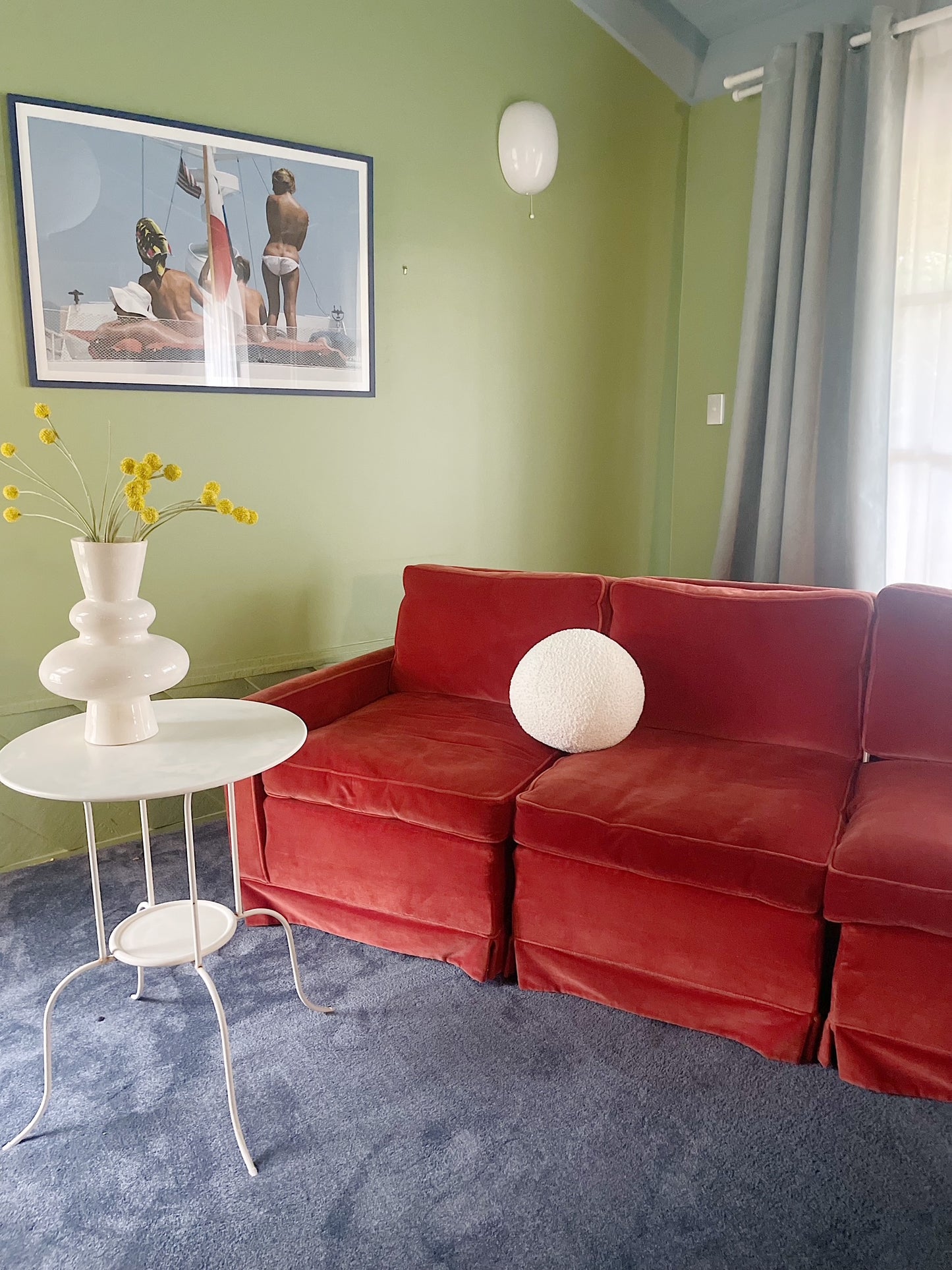 Burnt Orange Vintage Velvet Sofa