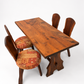Vintage Brutalist Solid Timber Dining Setting with Four Chairs