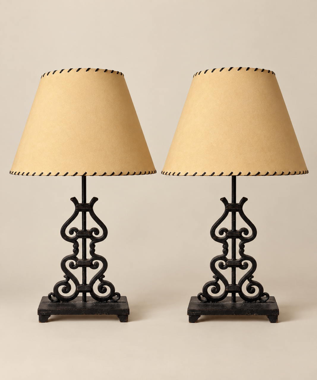 Pair of Vintage Sculptural Steel Table Lamps