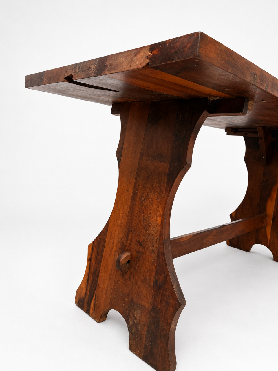 Vintage Brutalist Solid Timber Dining Setting with Four Chairs