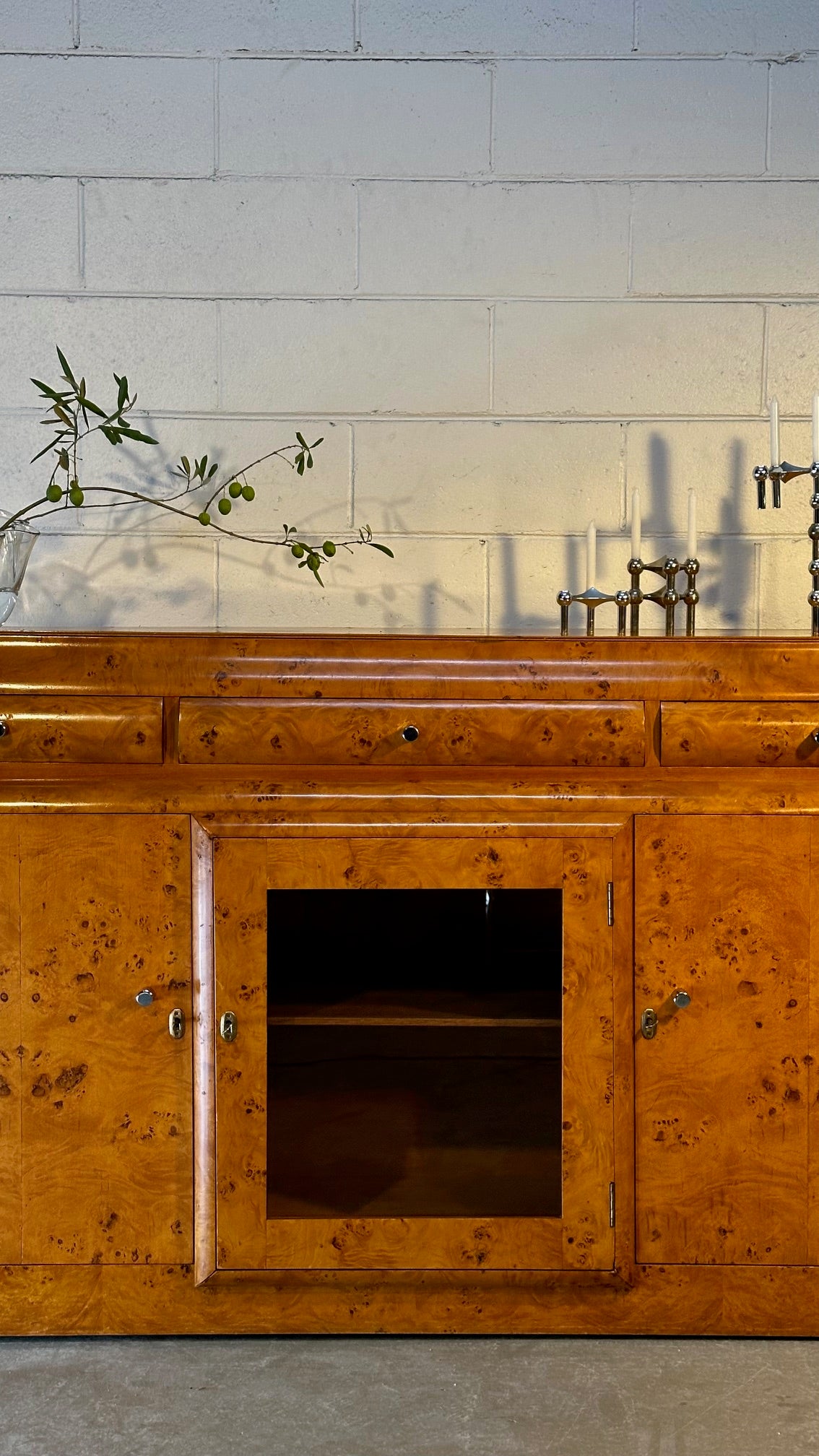 Mid Century Burlwood Sideboard