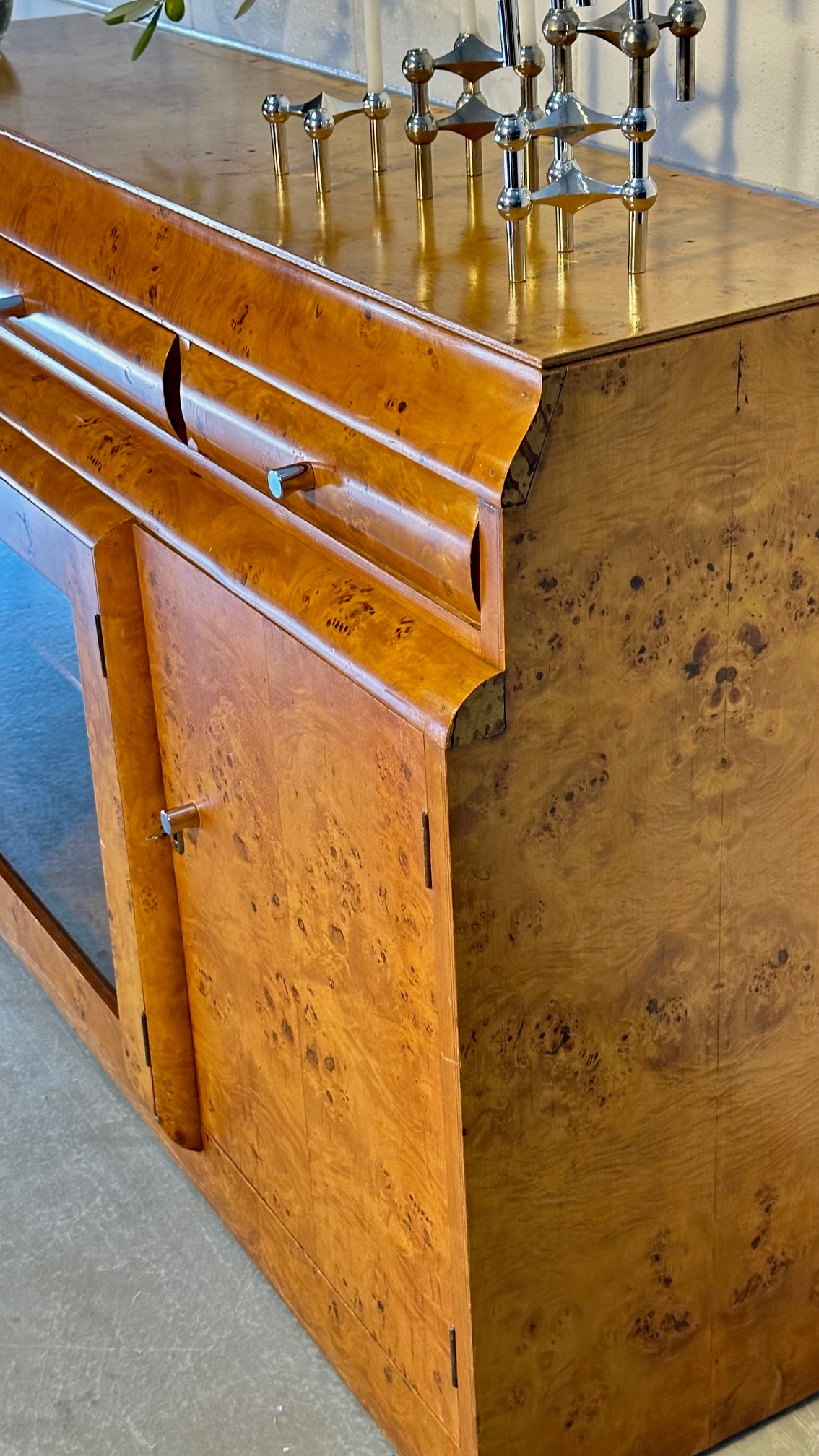 Mid Century Burlwood Sideboard