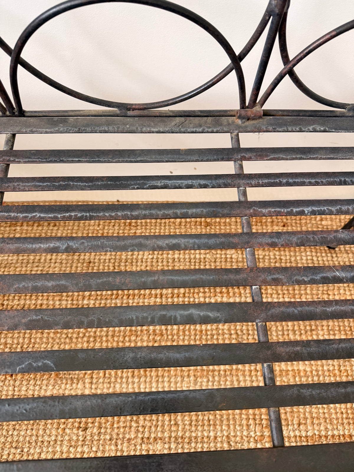 French Ornate Vintage Wrought Iron Bench