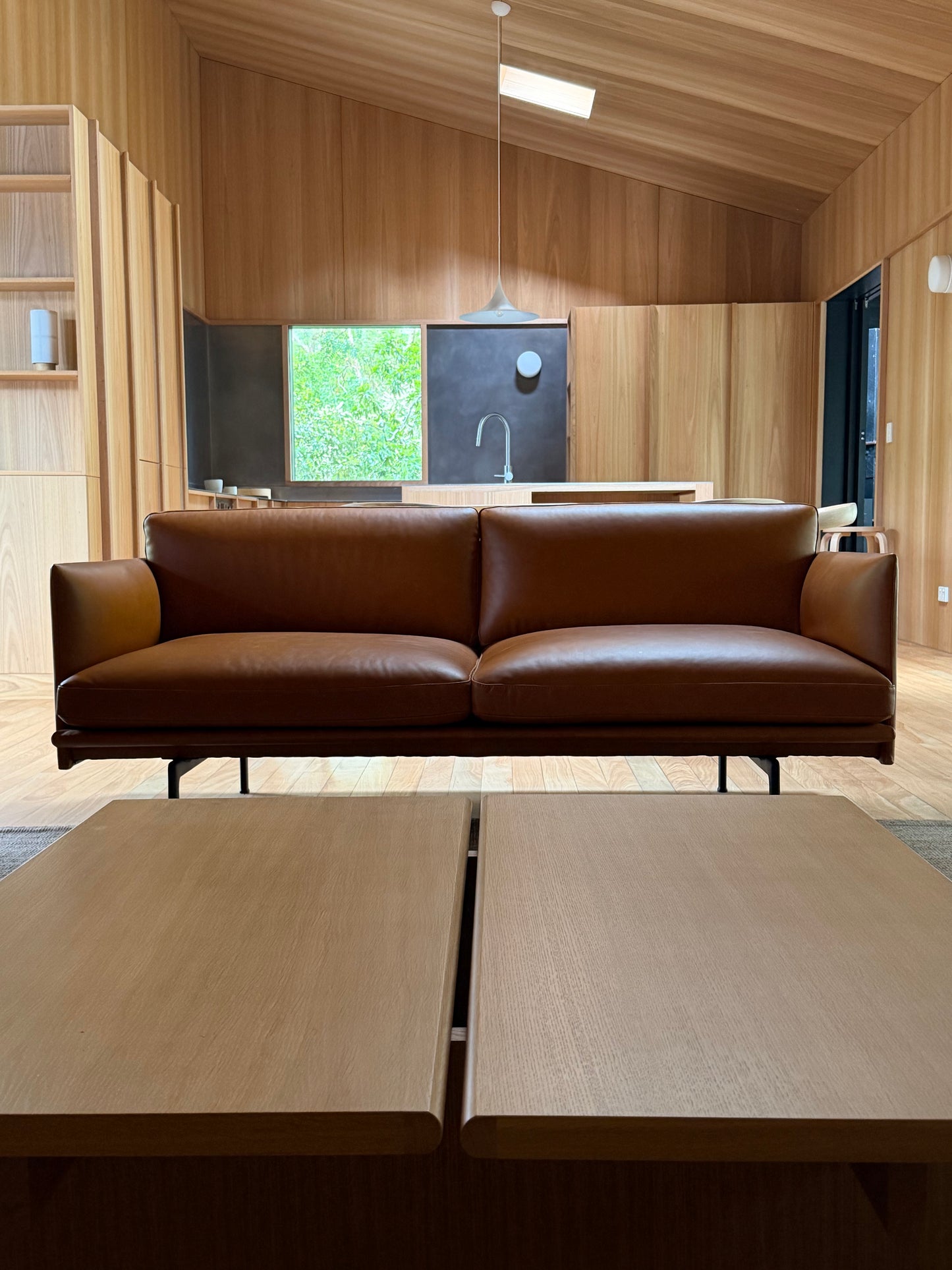 Muuto Outline Leather Three Seater and Two Seater Sofa