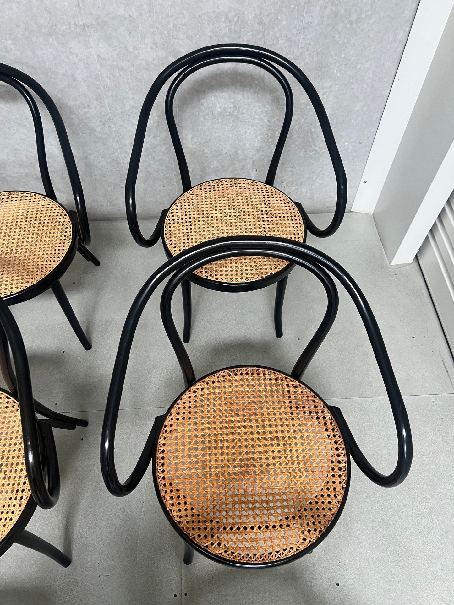 Set of 8 Thonet No. B9 Le Corbusier Cane Chairs - Black