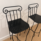 Pair of Vintage Black Metal Scroll Back Bar Stools
