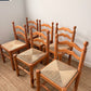 Set of Six Vintage Timber Rush Ladderback Dining Chairs