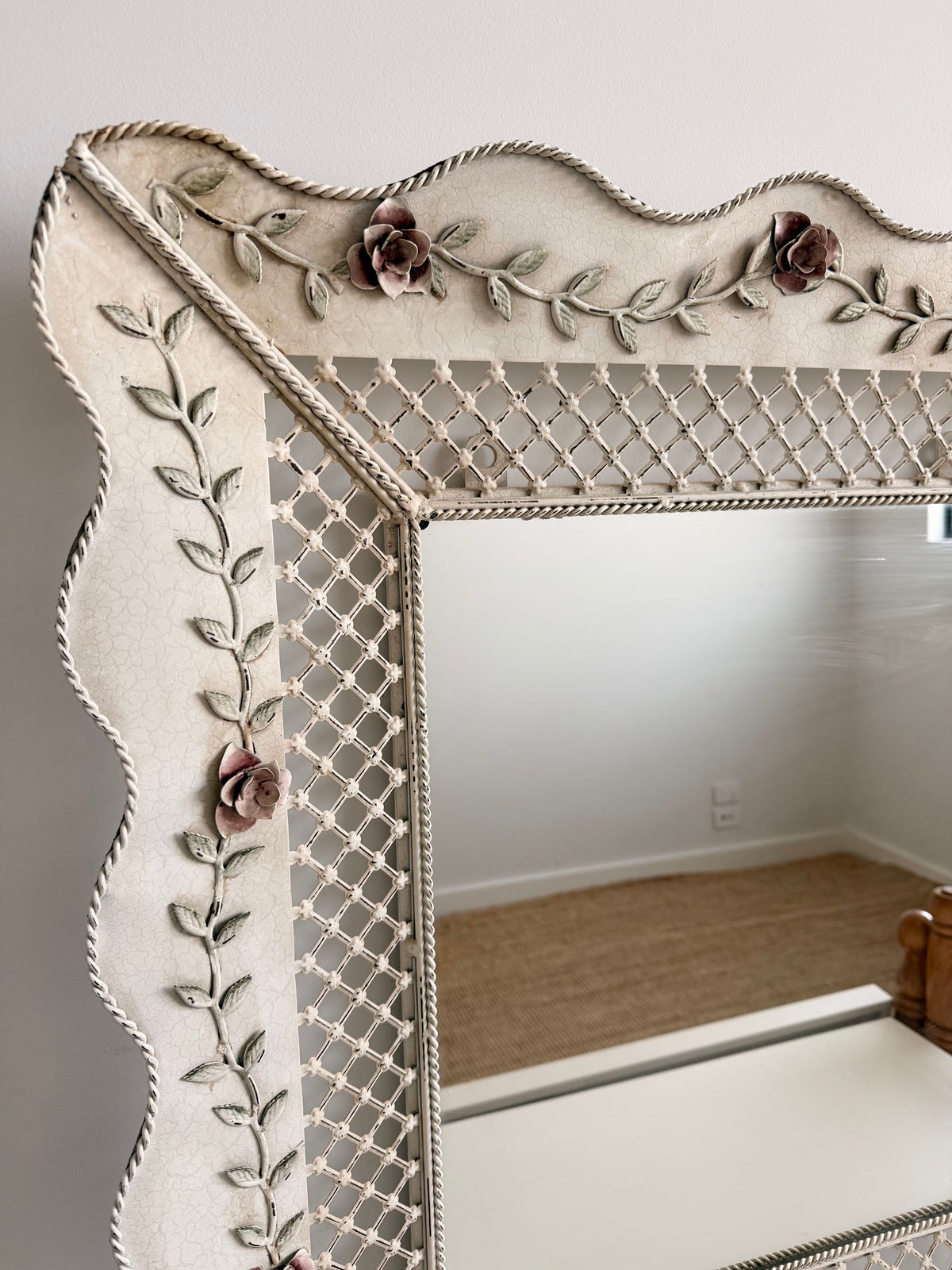 Vintage Floral Lattice Mirror