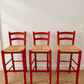 Set of 3 Vintage Italian Red Rush Seat Bar Stools