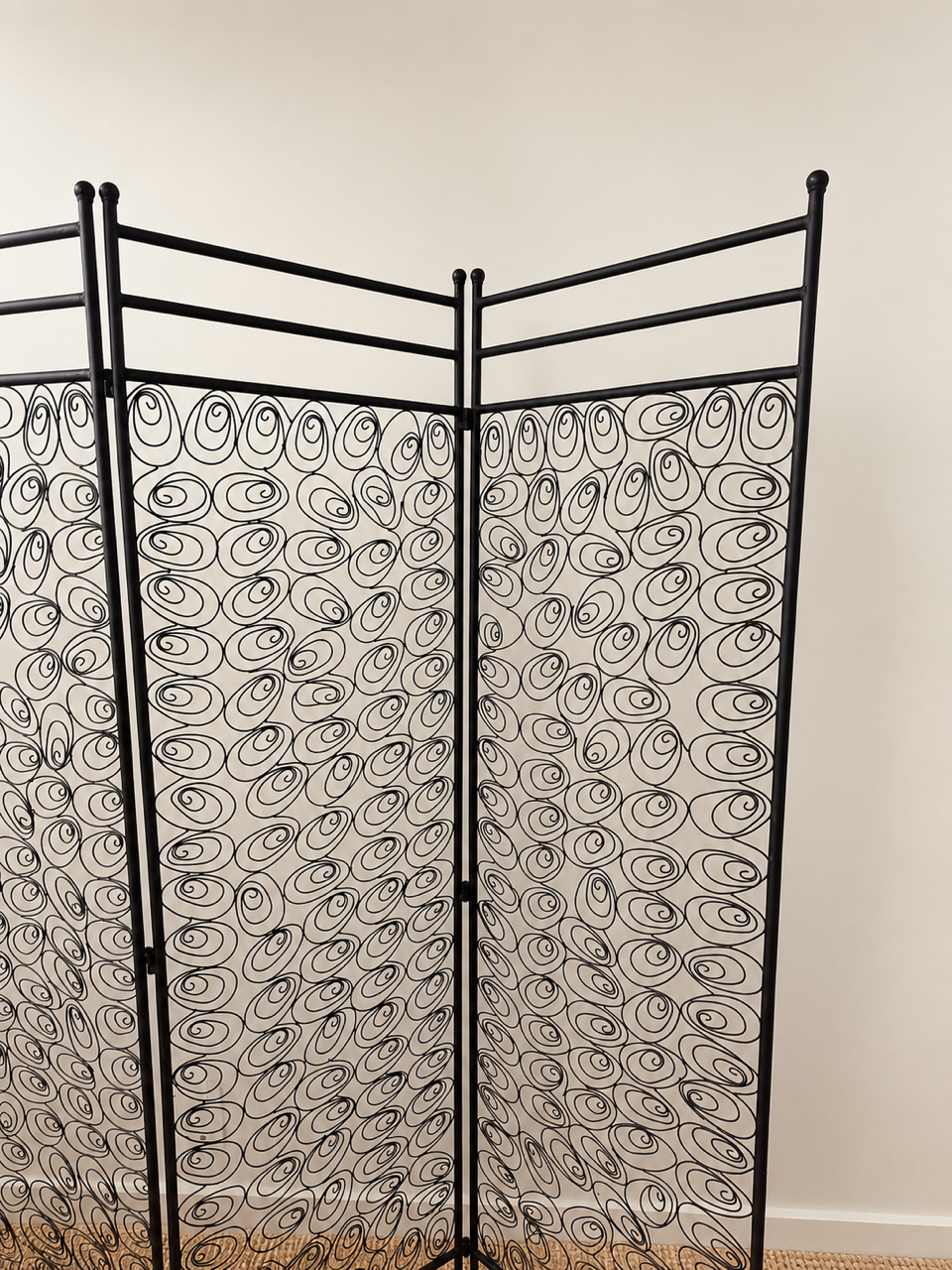 Vintage 3-Panel Spiral Metal Room Divider