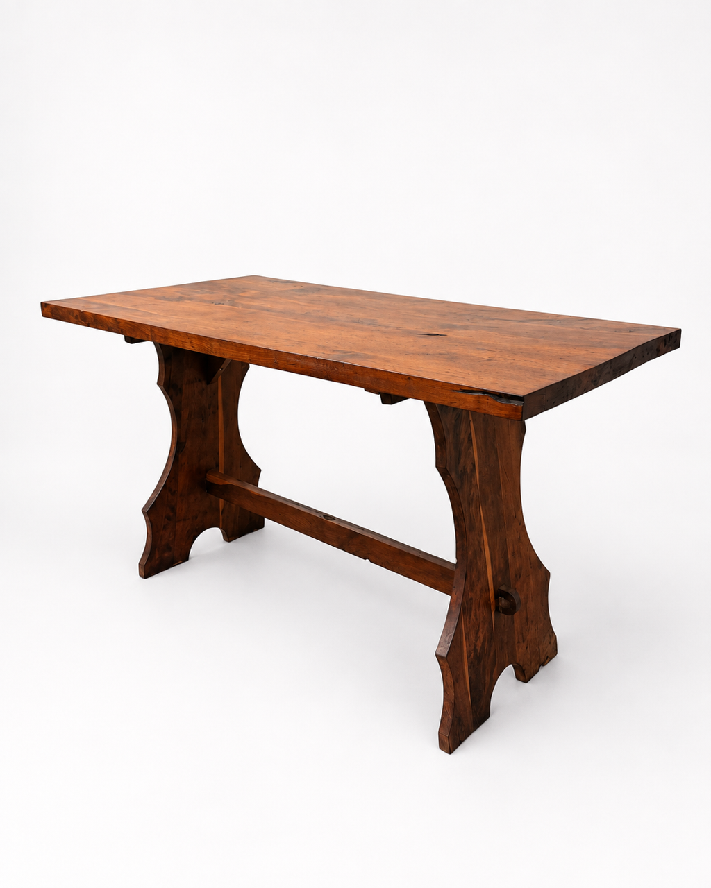 Vintage Brutalist Solid Timber Dining Setting with Four Chairs