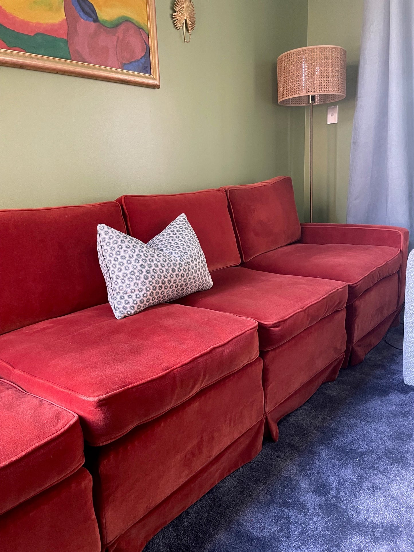 Burnt Orange Velvet Sofa