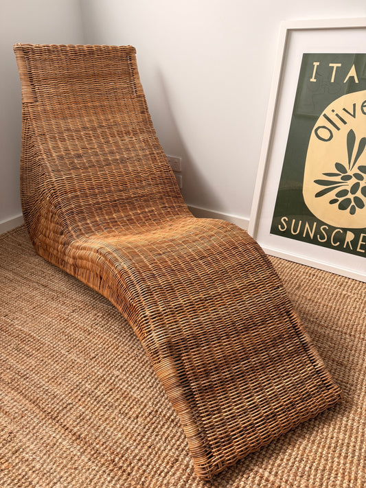Vintage Ikea Karlskrona Wicker Chaise Lounge by Carl Öjerstam