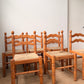 Set of Six Vintage Timber Rush Ladderback Dining Chairs