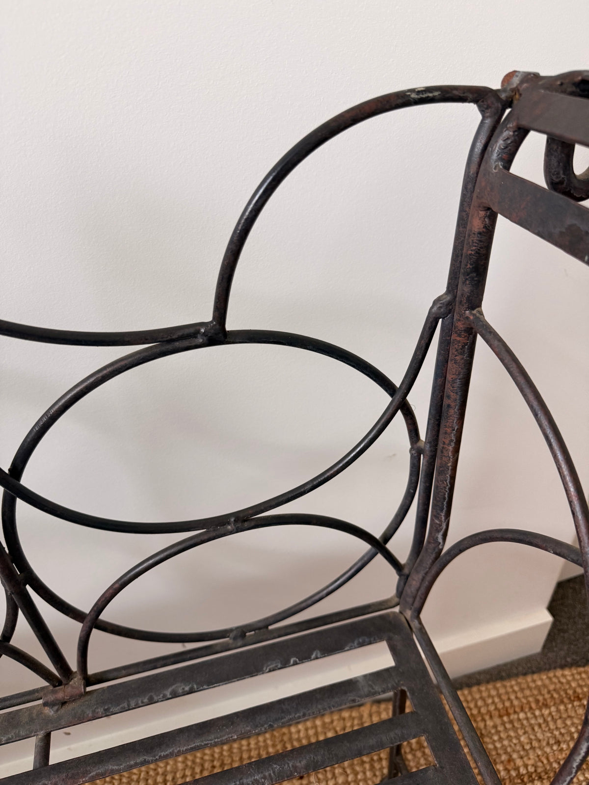 French Ornate Vintage Wrought Iron Bench