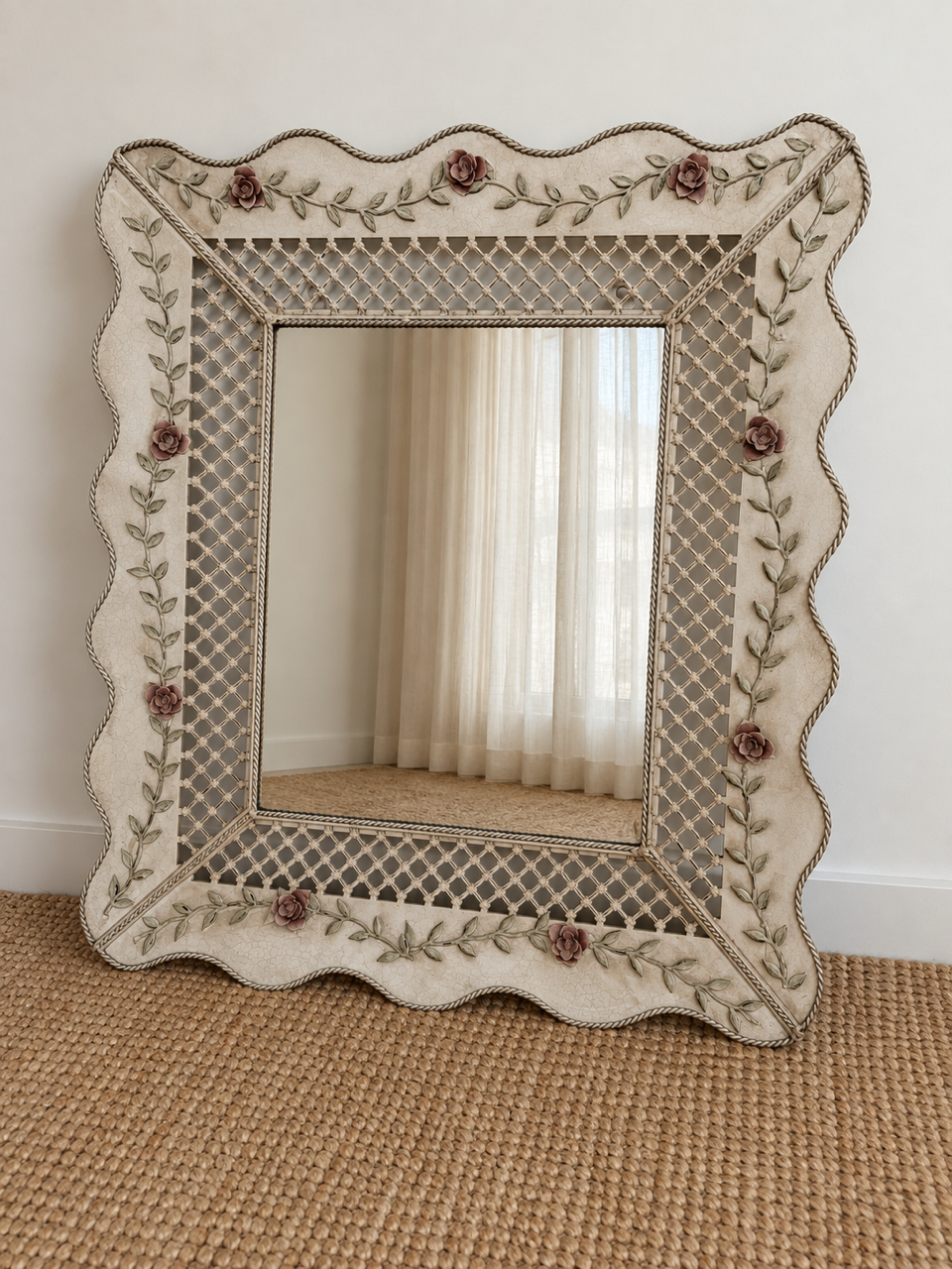 Vintage Floral Lattice Mirror