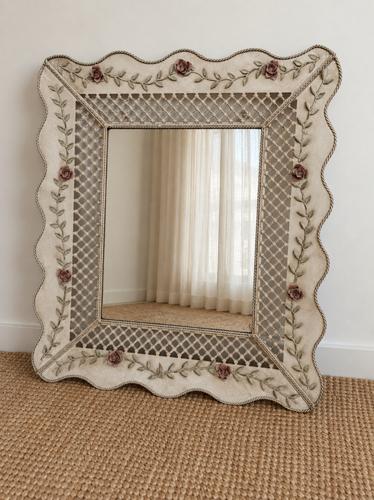 Vintage Floral Lattice Mirror