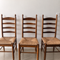 Set of Five Vintage Timber Ladder Back Dining Chairs with Rush Seats