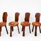 Vintage Brutalist Solid Timber Dining Setting with Four Chairs