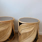 Extra Large Vintage Rattan Palm Side Tables - Two Available