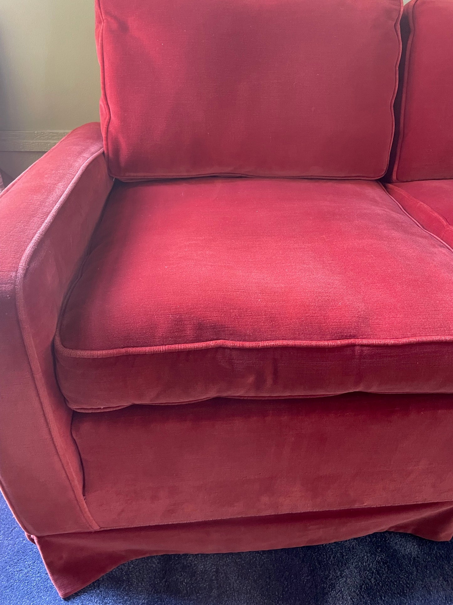 Burnt Orange Velvet Sofa