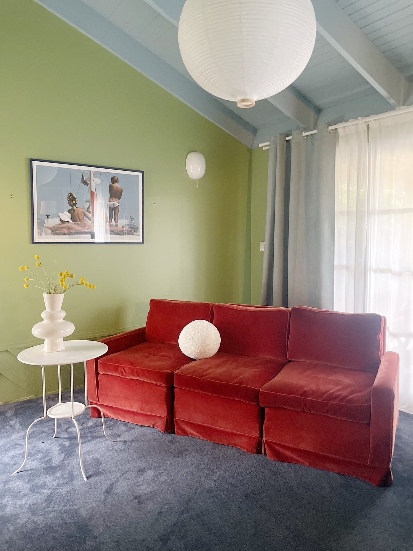 Burnt Orange Vintage Velvet Sofa