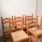 Set of Six Vintage Timber Rush Ladderback Dining Chairs
