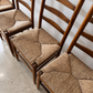 Set of Five Vintage Timber Ladder Back Dining Chairs with Rush Seats