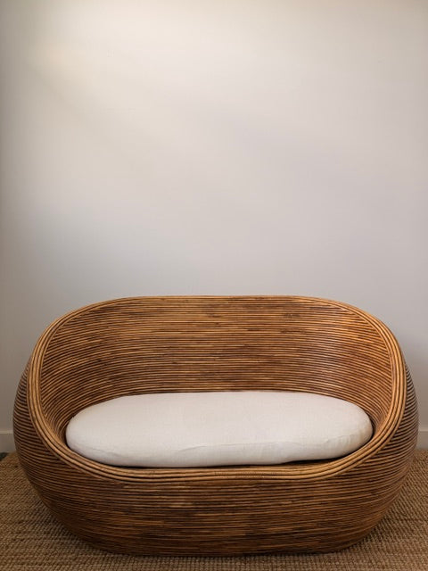 Vintage Pencil Reed Bamboo 2 Seater Lounger