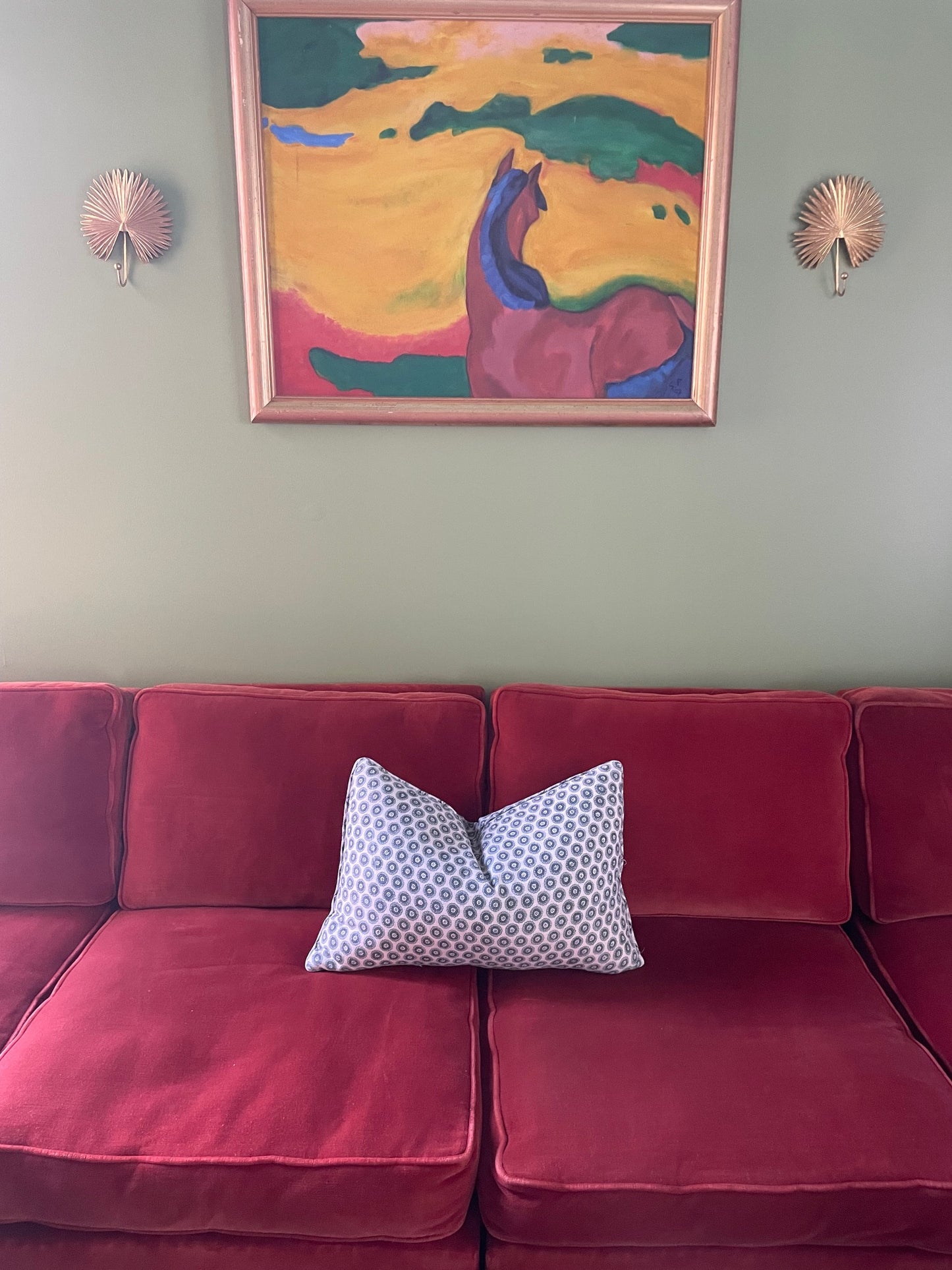 Burnt Orange Velvet Sofa