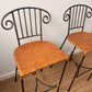 Pair of Vintage Wrought Iron Scroll Back Bar Stools