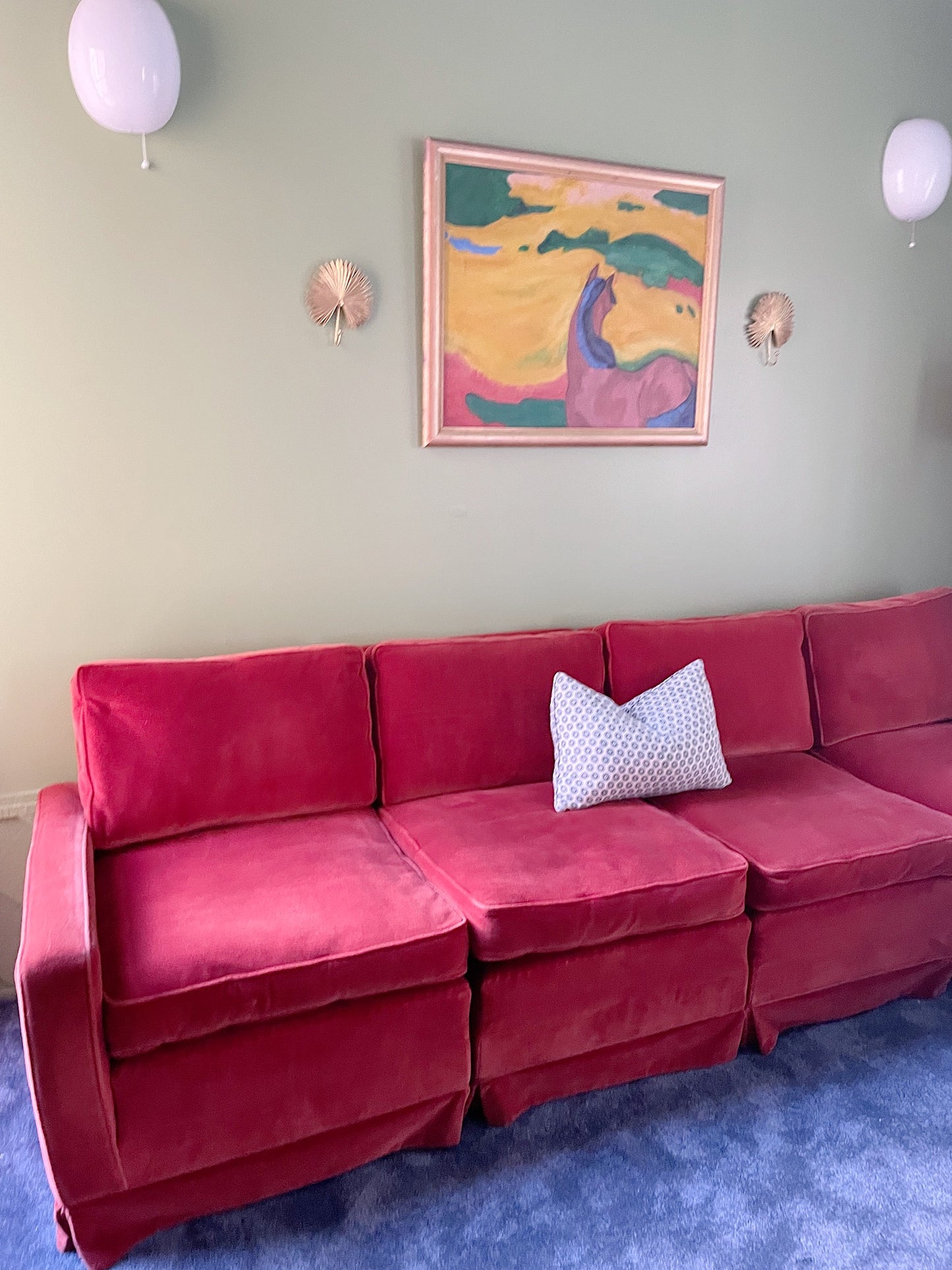 Burnt Orange Velvet Sofa
