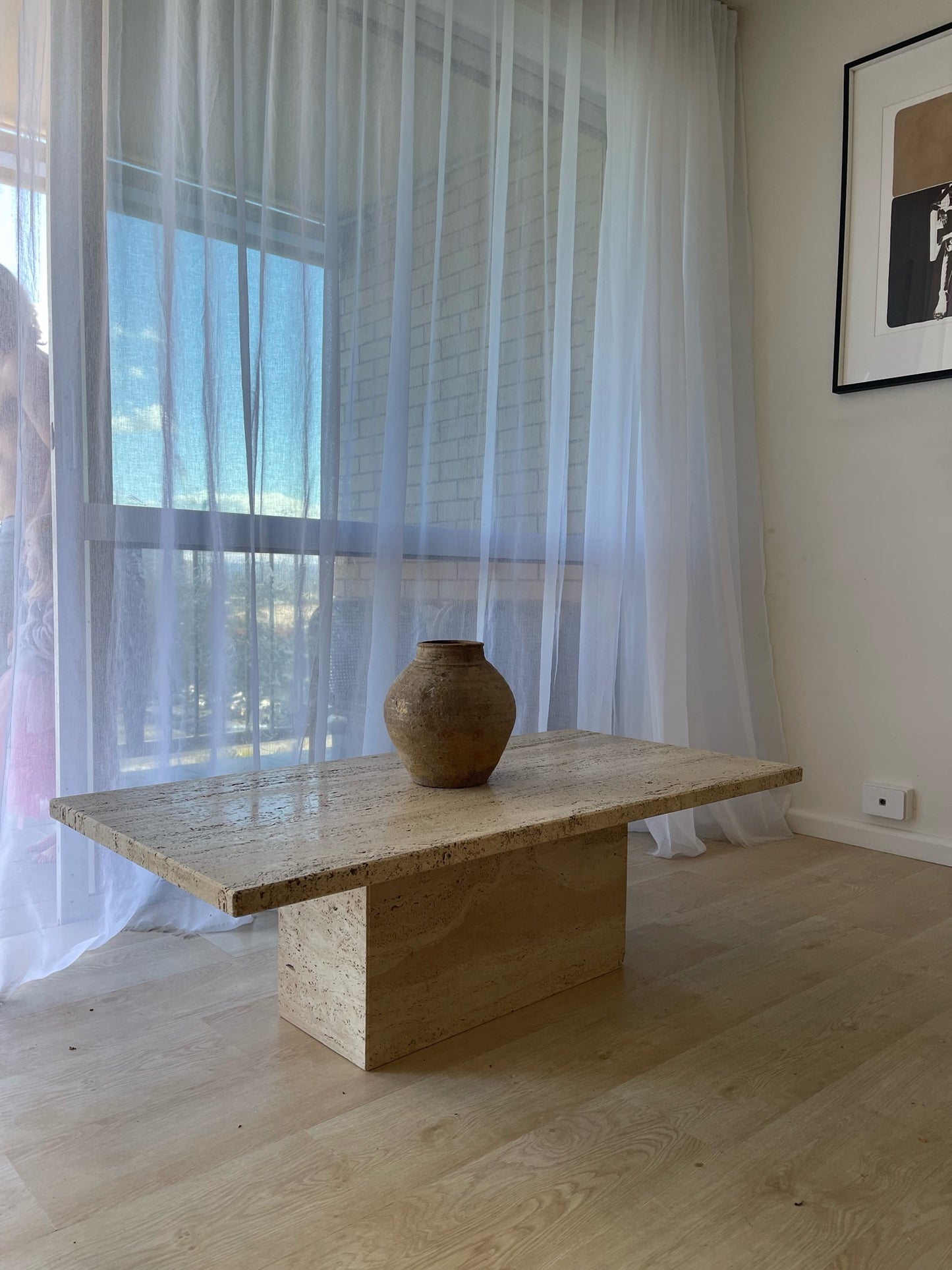- Vintage Unfilled Travertine Coffee Table