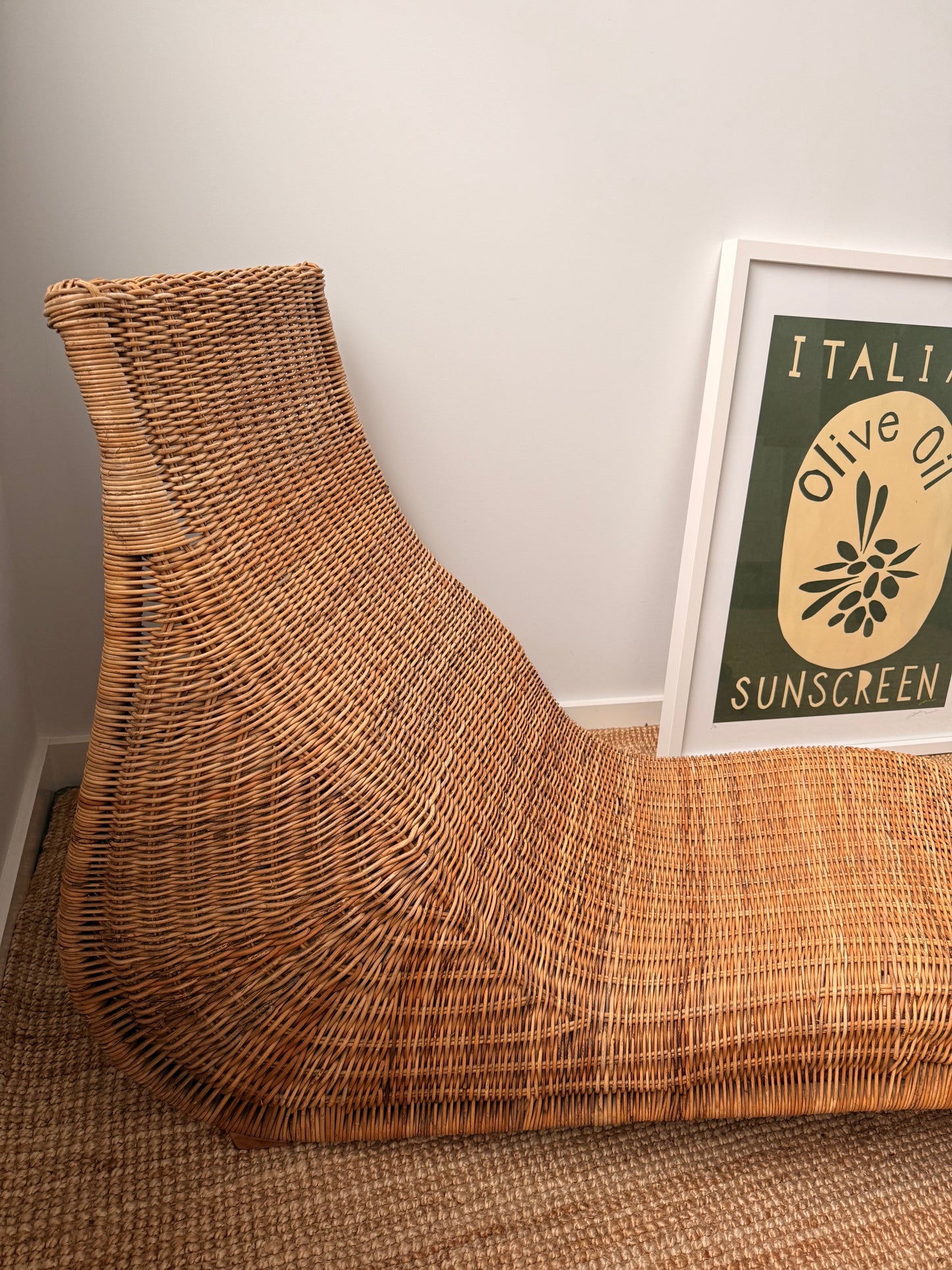Vintage Ikea Karlskrona Wicker Chaise Lounge by Carl Öjerstam