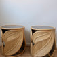 Extra Large Vintage Rattan Palm Side Tables - Two Available