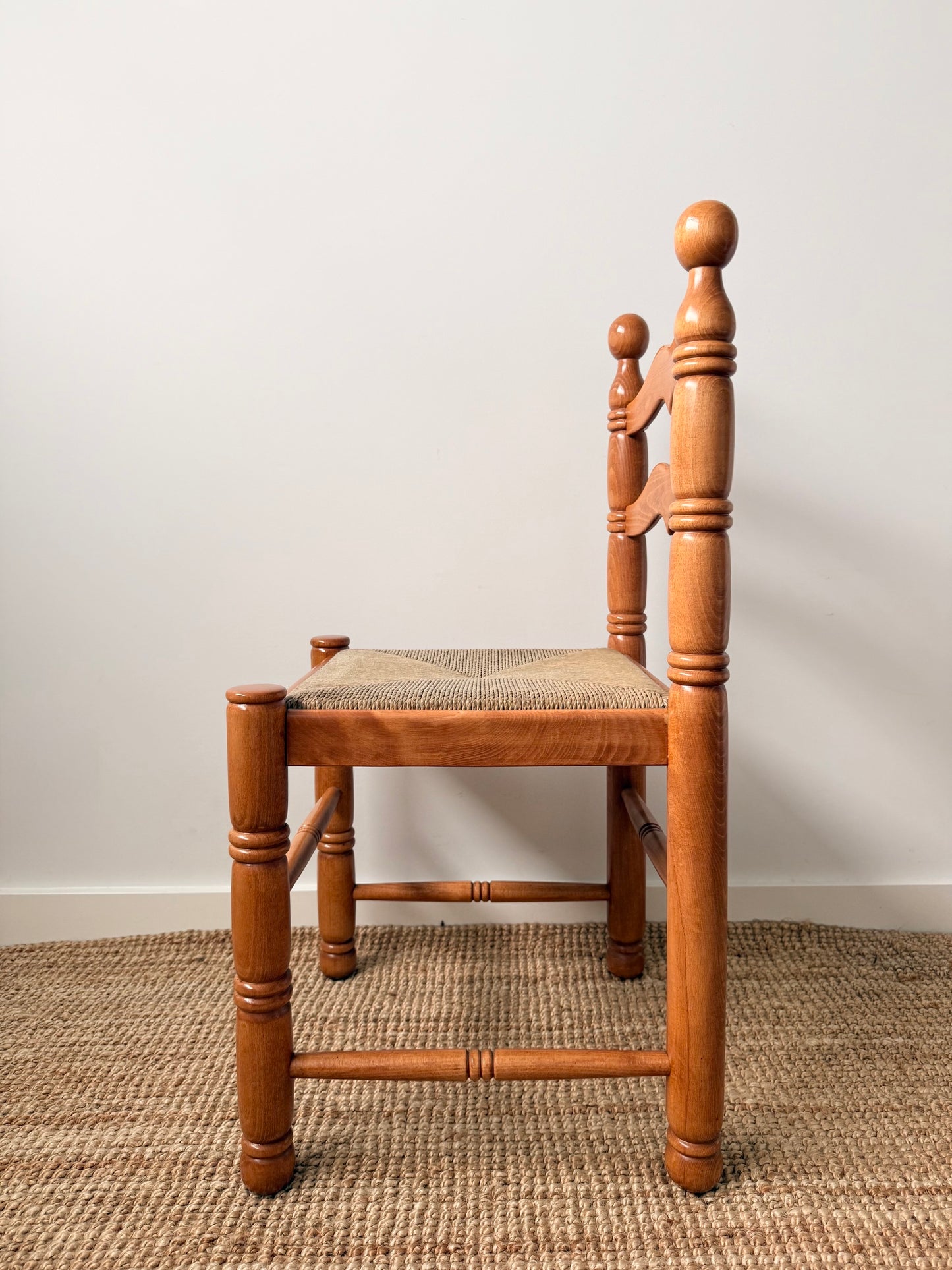 Set of Six Vintage Timber Rush Ladderback Dining Chairs
