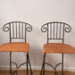 Pair of Vintage Wrought Iron Scroll Back Bar Stools