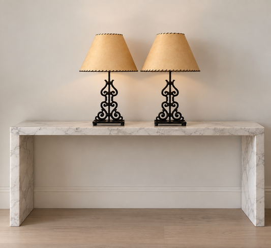 Pair of Vintage Sculptural Steel Table Lamps