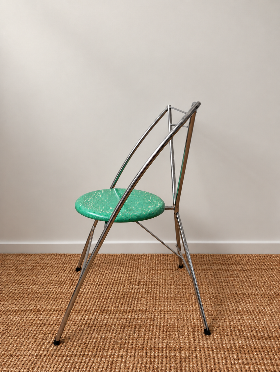 Set of 8 Vintage Chrome Dining Chairs with Terrazzo-Style Seats